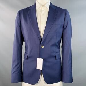 PAUL SMITH Size 44 Blue Grid Wool Notch Lapel Sport Coat